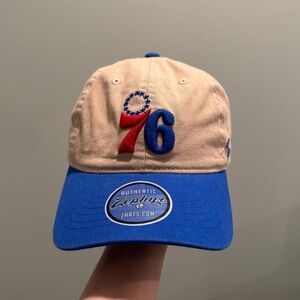 Zephyr Tan and Blue 76ers Cap